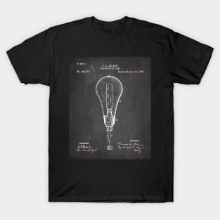 Edison Lamp Patent - Housewarming Home Hallway Entry Décor Art - Black Chalkboard T-Shirt